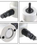 Double Head Metal Sheet Nibbler Cutter For Drill Attachments with dual head detailed view, DIY Friendly Paperboard Package Included.