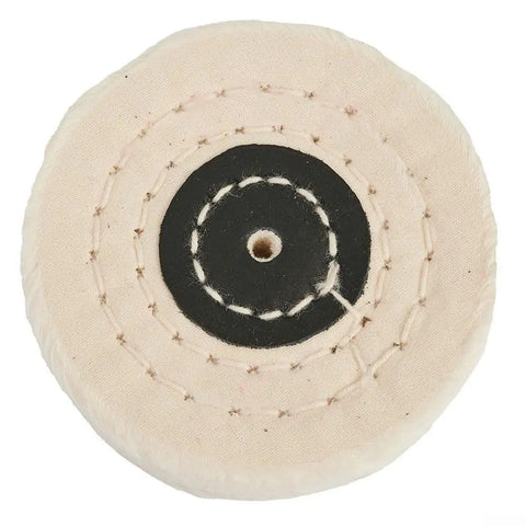 Premium Polishing Wheels 2 To 8 Inches For Metal Wood And Stainless Steel Plus Aluminum Plastic Ceramic Glass Using Wax Buffing Kit Fast Shiny Finish, cloth buffing wheel close-up view.