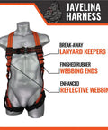 Javelina Fall Protection Safety Harness For Construction Pros Worksite Ready Pro Grade Comfort Roof Harness on mannequin