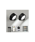 Cordless Rechargeable Wall Sconces With Remote, Magnetic Led Bedside Lamp In Sleek Black, showing two adjustable wall lights.