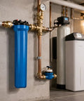 Rock Solid 3 Pack 20 Inch Water Filter Housing With High Flow Design And One Half Inch Ports for commercial kitchen setup.