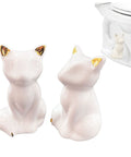Sharp Ceramic Toilet Bolt Caps 2 Pack White Cat Design Decorative Screw Covers with glossy finish for rust protection.