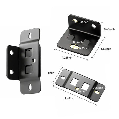 Heavy Duty Stainless Steel Corner Brackets For Wood Furniture L Shape Joint Braces Black Set Of 16 shown with measurements