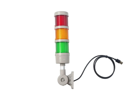 Three Stack USB LED Andon Tower Signal Light With Buzzer For Workstations And Industrial Environments Delivers Bright Multi Color Alerts In Red Yellow Green 5V DC IP53 Rated Plug And Play No Fuss.