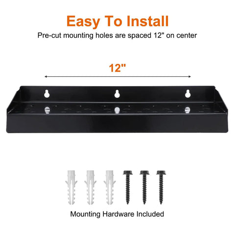 Wall Mounted Screwdriver Holder Rack for Garage, Workshop, Shed, and Home with 12-inch mounting, hardware included
