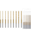 10 Pack Mini Twist Drill Bit Set 0.6mm To 2.2mm Titanium Coated High Speed Steel Micro Drill Bits For DIY Wood Bead Jewelry Making