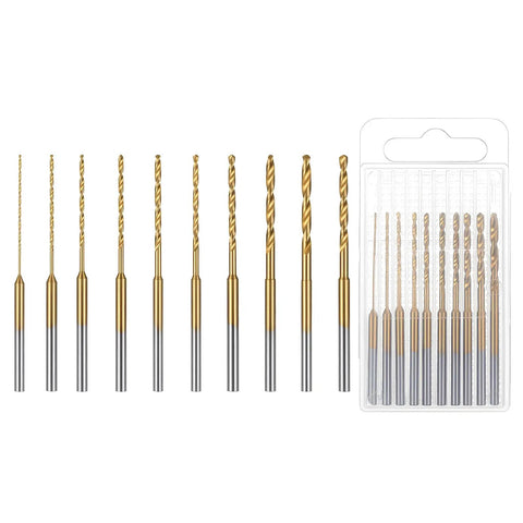 10 Pack Mini Twist Drill Bit Set 0.6mm To 2.2mm Titanium Coated High Speed Steel Micro Drill Bits For DIY Wood Bead Jewelry Making