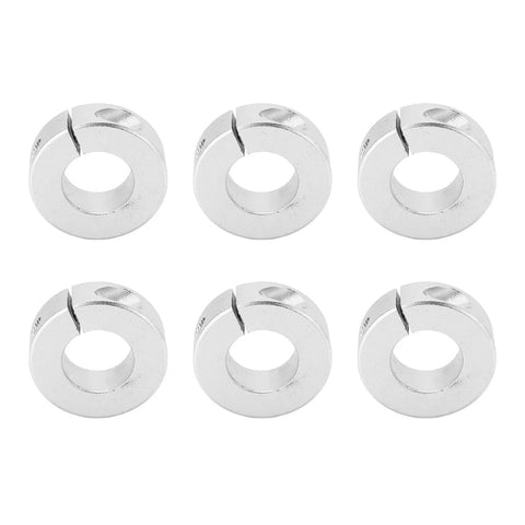 Six Piece Lightweight Aluminum Alloy Shaft Collar Set Clamping Lock Rings To Fix Shafts And Bits With Anti Rust Coating Good For Garage And Workshops Where Stability Matters Most This Quality Kit Keeps Hardware Locked Firm Without Loosening Giving Safe, six aluminum collar rings on white