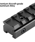 Close-up of Dovetail To Picatinny Rail Adapter For 11mm To 21mm Conversion with aircraft-grade aluminum alloy material