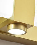 Close-up of a Dimmable Modern Bathroom Vanity Light Over Mirror In Golden Finish LED 5 Light Bar Fixture Slim Angled Design focus detail.