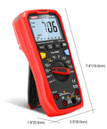 Digital Multimeter Kit for DIYers and pros with True RMS readings up to 1000V AC DC and 20A current, red handheld device with display