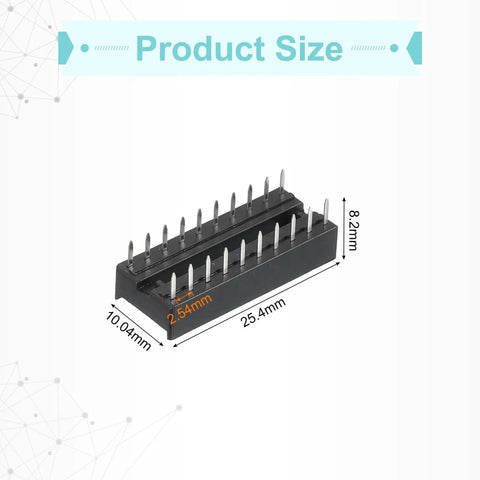 24 Piece DIP IC Socket Adapter Kit With 7.62mm Row Pitch And 0.1 Inch Pitch, 20 Pin IC Socket Assortment for size reference