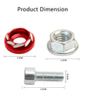 20 Pack M6 Hex Cap Screws And Nuts Assortment Set With Red Aluminum Decorative Washers, featuring red washer, steel nut, and bolt dimensions.