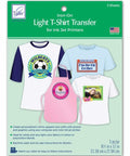 Product packaging of Inkjet Iron On Transfer Sheets 8.5 By 11 Inch Mirror Image For White And Light Color Fabrics Like T Shirts Tote