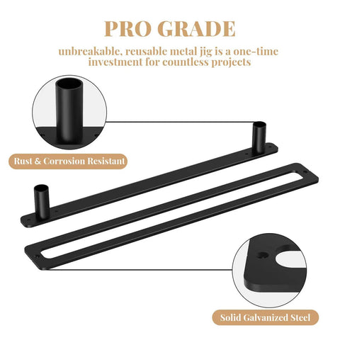 Heavy Duty Floating Shelf Brackets With Reusable All Metal Jigs For Pros And DIYers, Fits Wood From 1.75 To 4 Inches