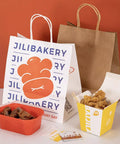 Custom Dope Design Paper Shopping Bags With Handles In Brown And White Six Sizes From S To XL Pack Of 10 To 1000 Personalized Kraft Paper Bags For Logos Text Or Images Eco Friendly Retail Or Event Use with bakery branding