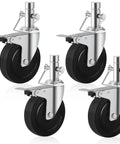 Tough As Nails 5 Inch Scaffolding Wheels Set Of Four Swivel Casters With One Inch Round Stem Dual Lock For Industrial Platform Towers 440 Pound Capacity Workhorse Rig.