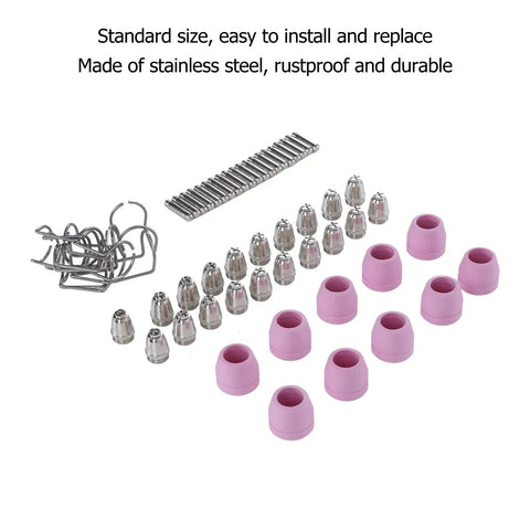 Gorgeous Glossy Plasma Cutter Torch Consumables Set For Ag60 Electrode And Nozzle With Protective Cups And Holder Rings.