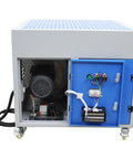 Badass Heavy Duty Metalworking Downdraft Table Featuring Industrial Dust Collector Vacuum System And Workshop Grade Welding Workbench, view of the motor and control panel.