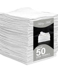 Pack Of 50 Cotton Shop Towels 13 By 14 Inches Absorbent Reusable Cleaning Rags For Auto Shop Garage Home Use Multipurpose White Towels Great For Automotive Detailing Industrial Cleanups And General Cleaning