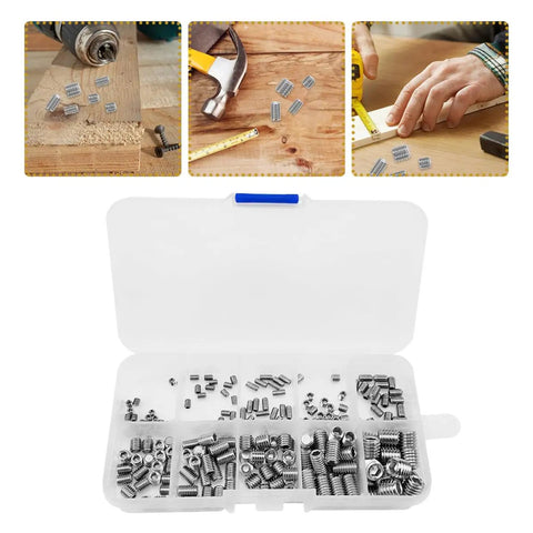 200 Pcs Stainless Steel Screw Set M3 M8 Flat Grub Screws 304 Alloy Fasteners For Doors Shop Smooth Threads Perfect Diy And Pro Techs Loving Solid Work Done Right With Heavy Duty Gear To Crush It Hard, assorted in plastic case