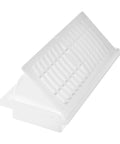 Pop Up Floor Register 4 By 10 Inch White Pack Of Five With Air Deflector, High Impact Polystyrene Construction, angled view