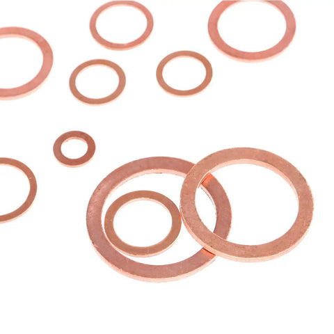 Copper Sealing Washers Set 165 Pieces Metric Flat Ring Copper Washers Assortment Eight Sizes M6 M8 M10 M12 M14 M16 M18 M20