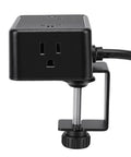 Heavy Duty Wall Clamping Design Game Changer Under Desk Power Strip With Eight In One Charging Hub close-up view.