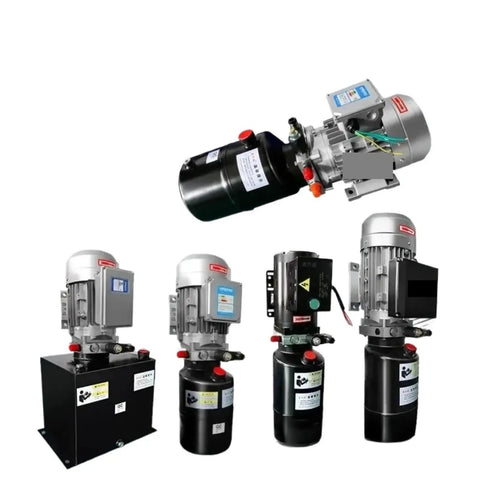 Heavy Duty 380V Hydraulic Power Unit Electric Stacker Lift Cylinder Oil Pump Silver Accessory with multiple configurations.