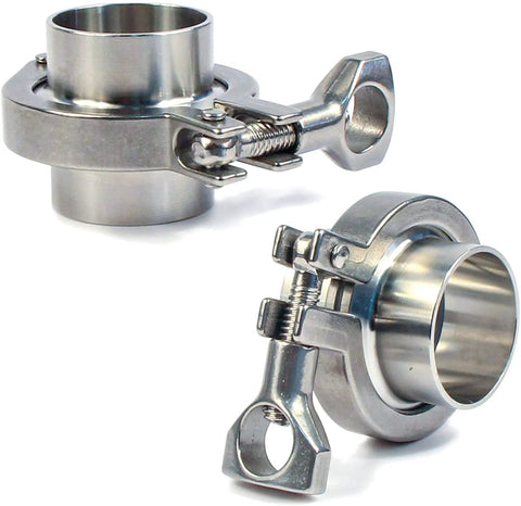 Heavy Duty 2 Inch Tri Clamp Sanitary Pipe Fittings Set In Stainless Steel 304 With Weld Ferrules Wing Nuts And Gasket Adjustable Clamp For Easy Tightening And Reliable Sealing