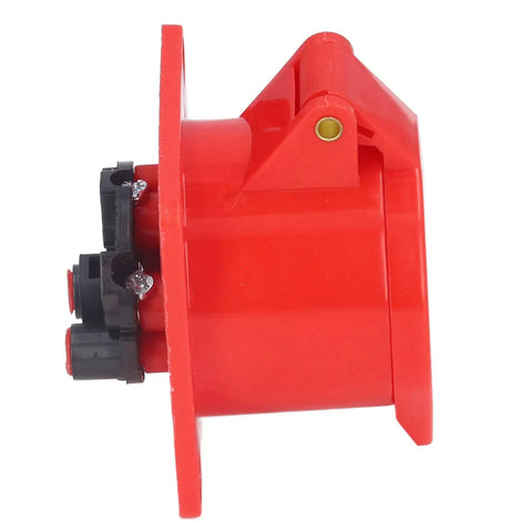 Heavy Duty Industrial Concealed Power Outlet IP44 Wall Socket PC Brass Red Commercial Grade Electrical Jack side view