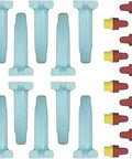 100 Pack Waterproof Direct Burial Wire Splice Kit For 18-10 AWG Cable Underground Cable Connector Set with blue covers and red-yellow connectors