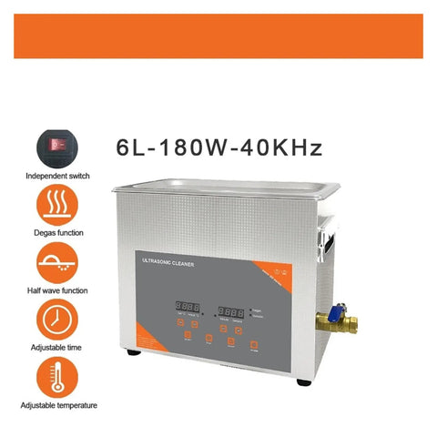 Hualuck 6L Digital Ultrasonic Cleaner With Heat And Timer, Stainless Steel Tank for efficient cleaning of auto parts.