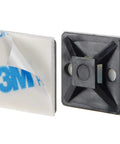 100 Pieces Black Self Adhesive Cable Zip Tie Mounts Three Quarter Inch Nylon Clips for Wires and Cables, front and back view