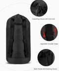 Durable Nylon Laundry Backpack With Drawstring Closure Large Capacity Hamper Bag showing adjustable straps and mesh pocket detail.