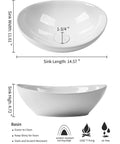 Bathroom Vessel Sink Set 15x12 Inch Oval Ceramic Vessel Sink Basin With Pop Up Drain Faucet Modern Egg Shape Above Counter Vanity Bowl Glossy White