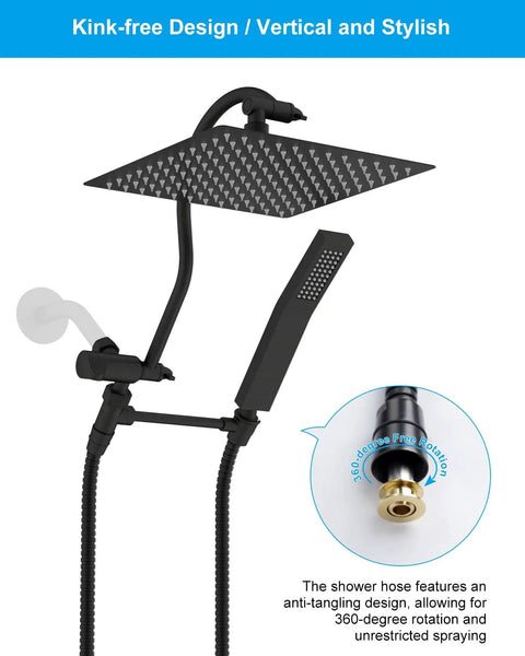 All Metal Shower Hose 90 Inch Stainless Steel Extra Long Replacement No Twist Flexible Bathroom Handheld Shower Hose Extension With Brass Insert And Nut Oil Rubbed Bronze Finish displayed with showerhead