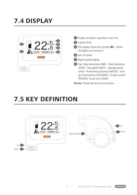 Diagram of Electric Bike LCD Display Meter DPC11 Cycling Computer With UART Protocol and 5 Pin Waterproof Plug features.