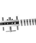 Self Centering Dowel Jig for Woodworking and Furniture Making, Handy Drill Locator with Six Hardened Steel Bushings Shown