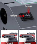 Control panel of Solid Workhorse Bench Belt Sander And Electric Knife Sharpener with forward and reverse switch.