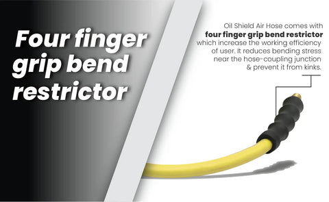 OS12100 Half Inch Class A Rubber Air Hose showing four finger grip bend restrictor feature.