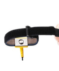 Close-up of Anti Static Wrist Strap Kit with 11 inch grounding wristband, alligator clip, showing adjustable strap detail
