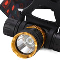 Close-up of the Lit 5000LM LED Rechargeable Headlamp For Scuba Diving With 5 Lighting Modes IPX8 Waterproof Up To 100m