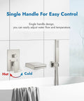 Wall Mount Waterfall Tub Faucet With Handheld Sprayer And Single Handle Lever Rough-In Valve Shower Diverter Kit In Brushed Nickel