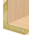 Rock Solid L Bracket Corner Brace 100 Pcs Nickel Plated Steel Mending Plates For Furniture Repair And Shelf Support visible on a wooden corner.