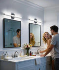 24 Inch Black Vanity Light For Bathroom Mirror LED Wall Bar Fixture 14W 1250LM Cool White 6000K over double sink with couple.