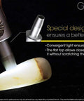 GEM8 Gemstone Identification Light 500 Lumens White LED Handheld Tool illuminating a gemstone for inspection.