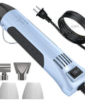Blue Resin Heat Gun For Crafting, 350W Dual Temp Hot Air Gun with nozzles, silicone covers, 4.9ft cable, 482F to 752F