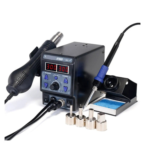 2 In 1 SMD Soldering Station With Hot Air Gun And Soldering Iron, Dual Digital Display, Temperature Adjustable Thermostatic Rework Station