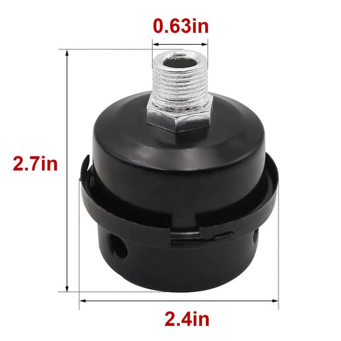 Three Eighths Inch Male Thread Air Compressor Silencer And Filter Metal Intake Muffler Replacement Part, 2.7x2.4 inches